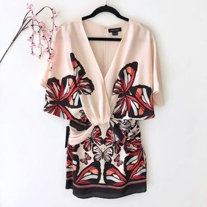 NWT Marciano Peach & Black Butterfly Batwing Dress